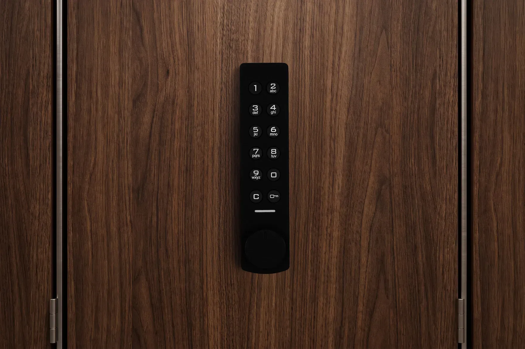 A slim VG SmartLock keypad on a timber locker door
